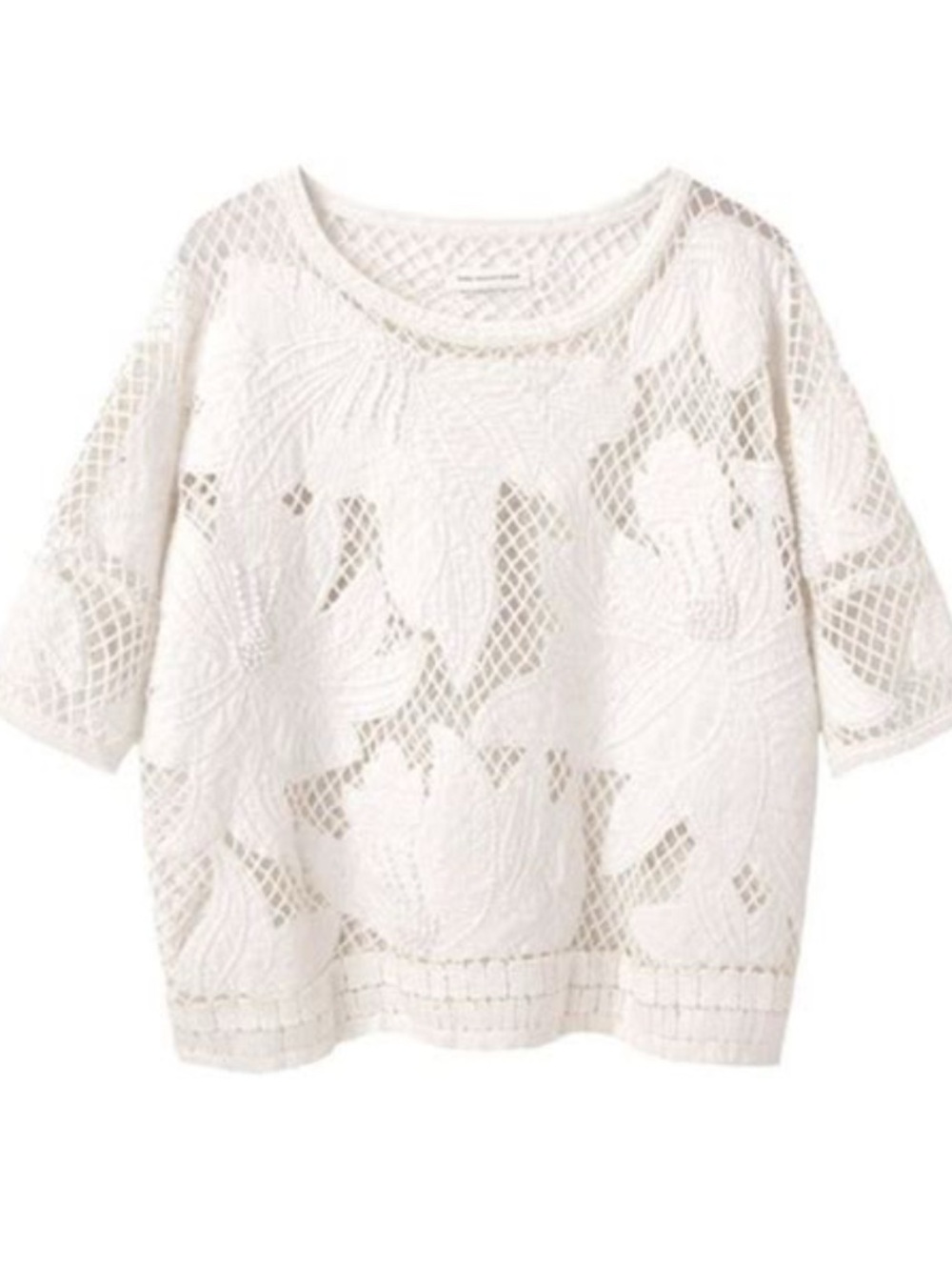 Étoile Isabel Marant, Crochet Floral Boxy Top - Cream, M
